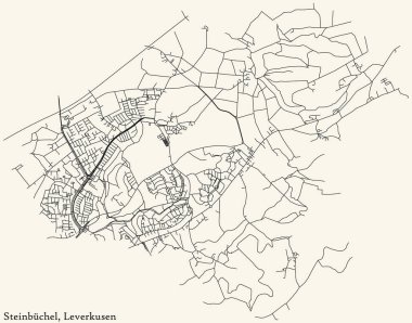 Alman bölgesel başkenti Leverkusen 'in STEINBCHEL DISTRICT kentsel yol haritasının ayrıntılı seyir çizgileri
