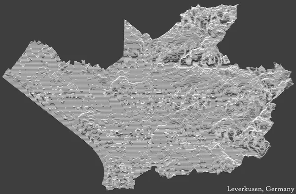 Topographic Negative Relief Map City Leverkusen Germany White Contour Lines — ストックベクタ