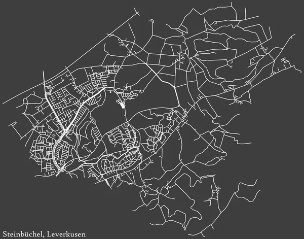 Detailed Negative Navigation White Lines Urban Street Roads Map Steinbchel — Wektor stockowy