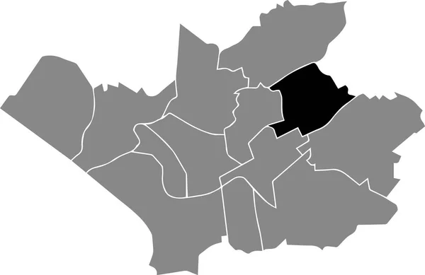 Black Flat Blank Highlighted Location Map Luetzenkirchen District Gray Administrative — Stok Vektör