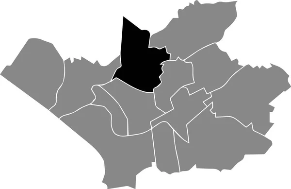 Mapa Ubicación Resaltado Blanco Negro Del Distrito Opladen Dentro Del — Vector de stock