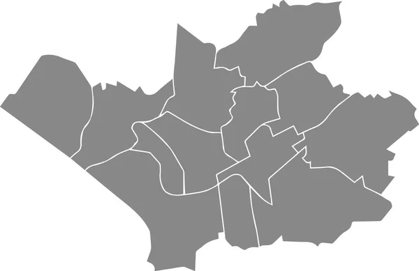 Cinza Plano Vetorial Branco Mapa Administrativo Leverkusen Alemanha Com Linhas — Vetor de Stock