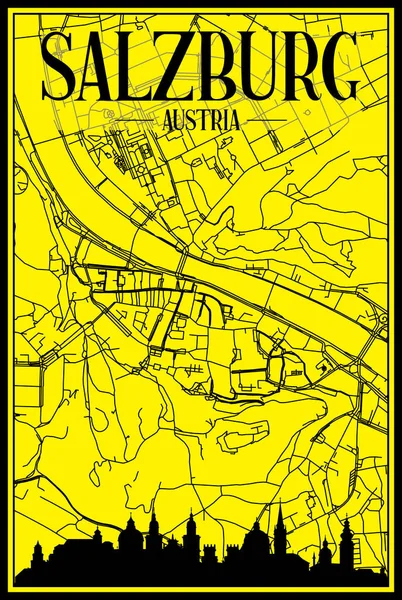 Stampa Oro Poster Della Città Con Skyline Panoramico Rete Strade — Vettoriale Stock