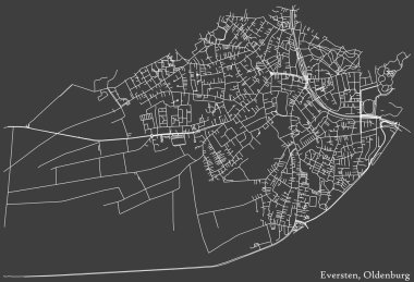 Almanya 'nın başkenti Almanya' nın Oldenburg kentindeki HerSTEN DISTRICT kentsel yol haritasının ayrıntılı olumsuz seyrüsefer beyaz çizgileri koyu gri arka planda