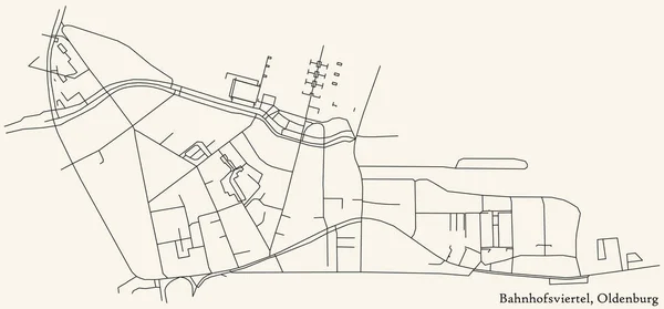 Navigation Détaillée Lignes Noires Plan Des Rues Urbaines Quartier Bahnhofsviertel — Image vectorielle