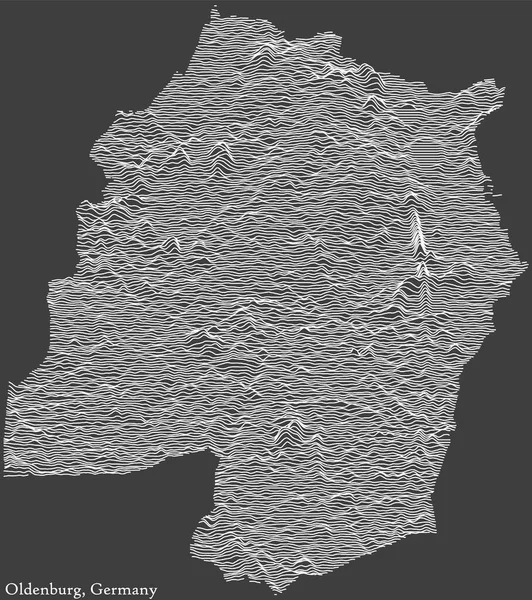 Topographic Negative Relief Map City Oldenburg Germany White Contour Lines — Stockový vektor