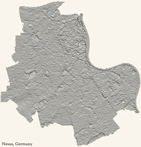 Topographic Relief Map City Neuss Germany Black Contour Lines Vintage — стоковый вектор