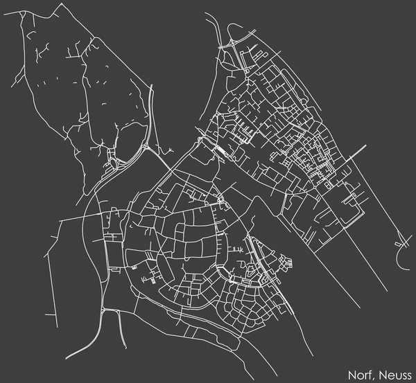 Detailed Negative Navigation White Lines Urban Street Roads Map Norf — ストックベクタ