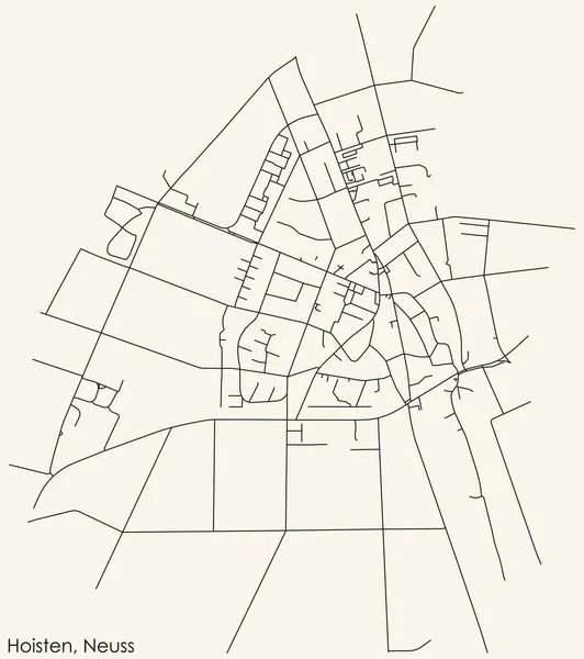 Navegação Detalhada Black Lines Urban Street Roads Mapa Hoisten District — Vetor de Stock
