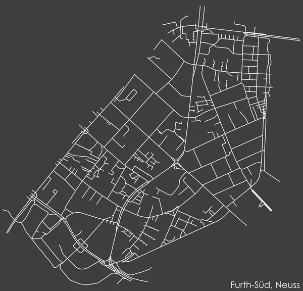 Szczegółowa Negatywna Nawigacja Białe Linie Ulice Miejskie Mapa Furth District — Wektor stockowy