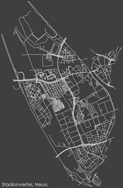 Detailed Negative Navigation White Lines Urban Street Roads Map Stadionviertel — ストックベクタ
