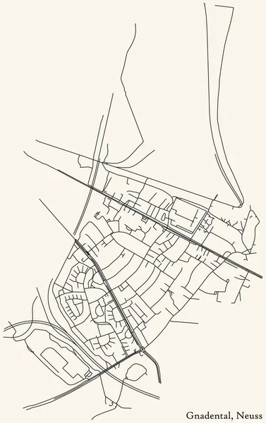 Detailed Navigation Black Lines Urban Street Roads Map Gnadental District — ストックベクタ