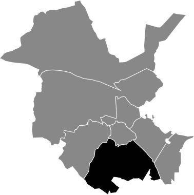 Potsdam, Almanya 'nın gri idari haritasında POTSDAM SD BOROUGH' un siyah düz konum haritası vurgulandı