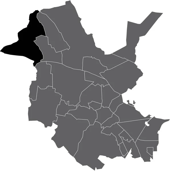 Black Flat Blank Highlighted Location Map Uetz Paaren District Gray — Stok Vektör