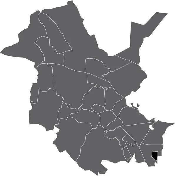 Black Flat Blank Podkreślił Mapę Lokalizacji Kirchsteigfeld District Wewnątrz Szarej — Wektor stockowy