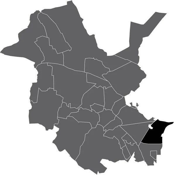 Black Flat Blank Highlighted Location Map Stern District Gray Administrative — Vetor de Stock