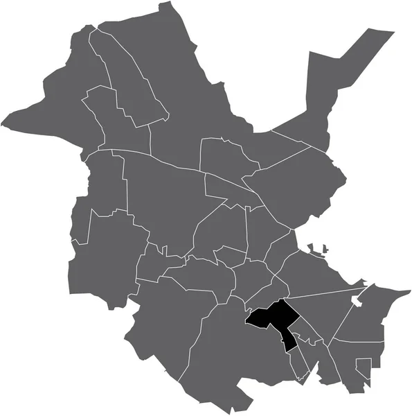 Black Flat Blank Highlighted Location Map Teltower Vorstadt District Gray — Διανυσματικό Αρχείο