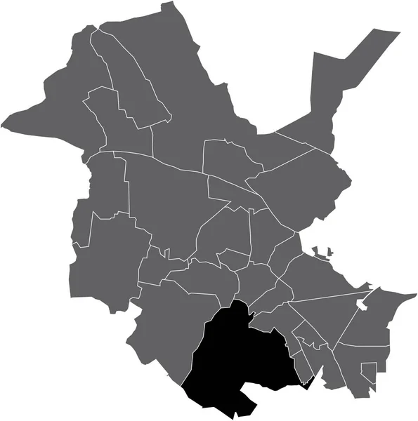 Black Flat Blank Highlighted Location Map Templiner Vorstadt District Gray — ストックベクタ