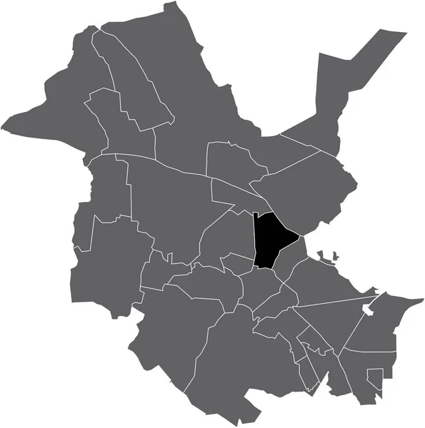 Black Flat Blank Highlighted Location Map Nauener Vorstadt District Gray —  Vetores de Stock