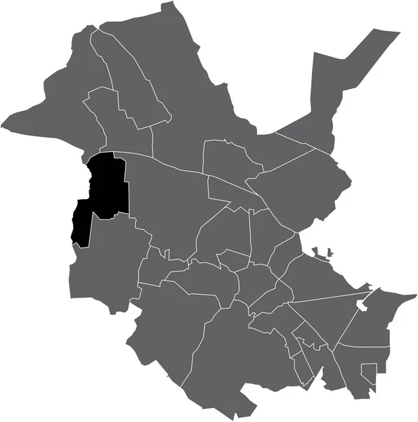 Black Flat Blank Highlighted Location Map Grube District Gray Administrative — Vetor de Stock