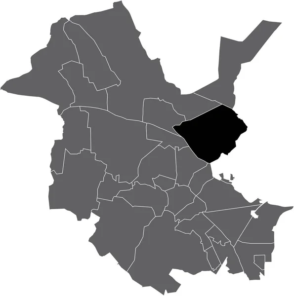Black Flat Blank Highlighted Location Map Sacrow District Gray Administrative — Stock vektor