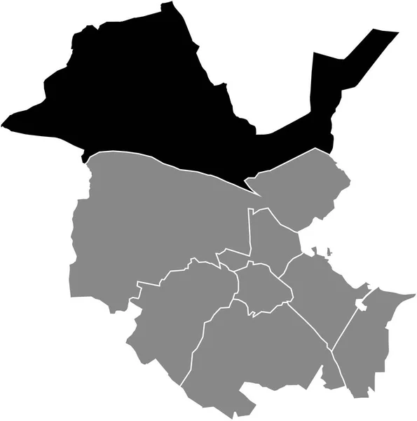 Black Flat Blank Highlighted Location Map Nrdliche Ortsteile Borough Gray — Stockový vektor