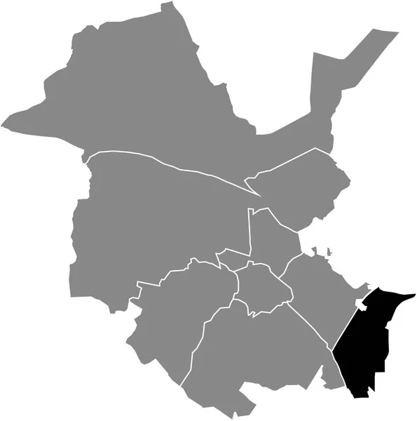 Black Flat Blank Highlighted Location Map Potsdam Sdost Borough Gray — Stok Vektör