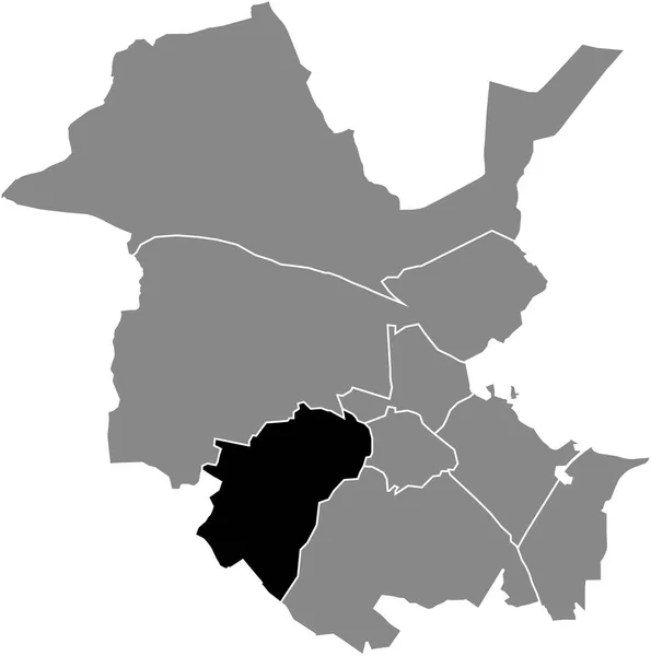 Black Flat Blank Highlighted Location Map Westliche Vorstdte Borough Gray — ストックベクタ