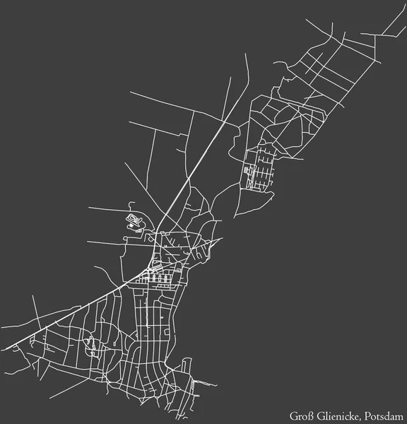 Detailed Negative Navigation White Lines Urban Street Roads Map Gross — Vetor de Stock