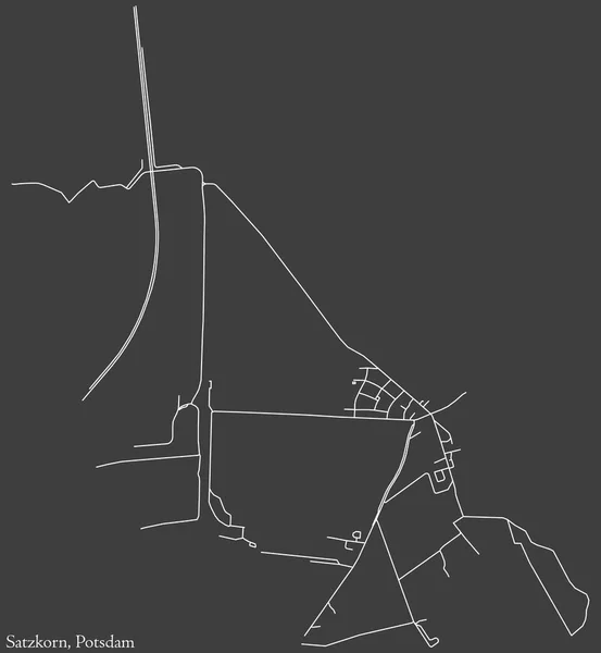 Detailed Negative Navigation White Lines Urban Street Roads Map Satzkorn — Stockvektor