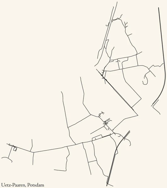 Detailed Navigation Black Lines Urban Street Roads Map Uetz Paaren — Stockvektor