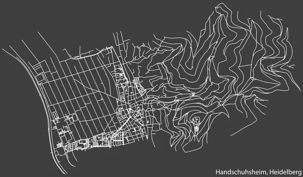Detailed Negative Navigation White Lines Urban Street Roads Map Handschuhsheim — Stock Vector