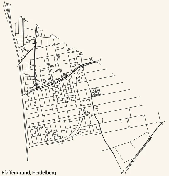 Detailed Navigation Black Lines Urban Street Roads Map Pfaffengrund District — Stockvektor