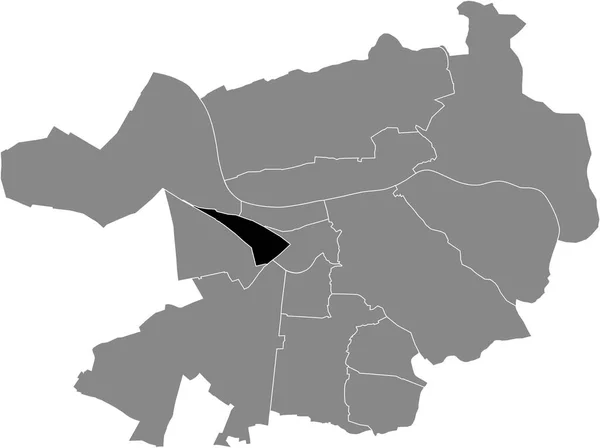 Black Flat Blank Highlighted Location Map Bahnstadt District Gray Administrative — Vetor de Stock