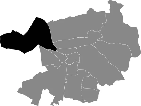Black Flat Blank Highlighted Location Map Wieblingen District Gray Administrative — Vettoriale Stock