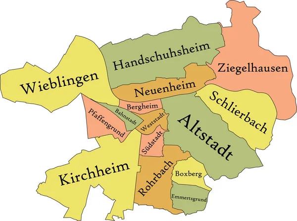 Pastel Flat Vector Administrative Map Heidelberg Germany Name Tags Black — Vector de stock