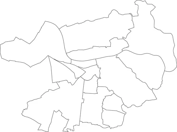 Λευκός Επίπεδος Κενός Διανυσματικός Διοικητικός Χάρτης Του Heidelberg Γερμανια Μαύρες — Διανυσματικό Αρχείο