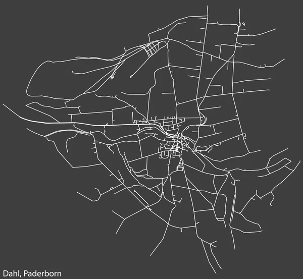 Detailed Negative Navigation White Lines Urban Street Roads Map Dahl — Vetor de Stock