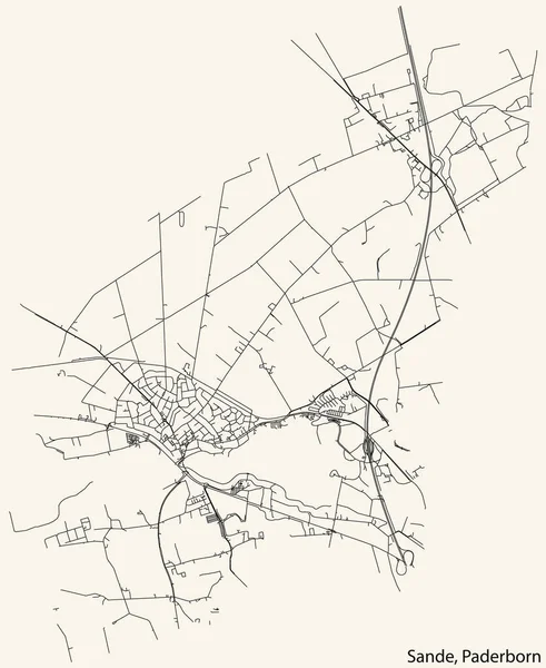 Detailed Navigation Black Lines Urban Street Roads Map Sande District — Stockvektor