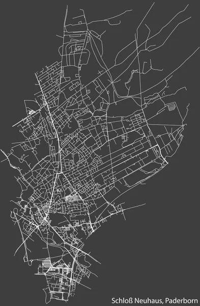 Detailed Negative Navigation White Lines Urban Street Roads Map Schloss — Wektor stockowy