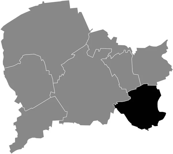 Black Flat Blank Highlighted Location Map Dahl District Gray Administrative — Archivo Imágenes Vectoriales