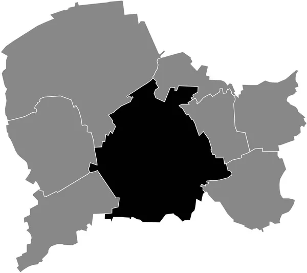 Black Flat Blank Highlighted Location Map Kernstadt District Gray Administrative — Stockvektor