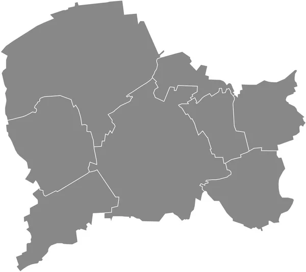 Gray Flat Blank Vector Administrative Map Paderborn Germany Black Border — Vector de stock