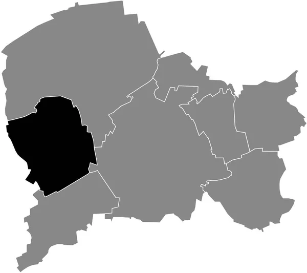 Black Flat Blank Highlighted Location Map Elsen District Gray Administrative — Vetor de Stock