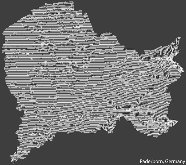 Topographic Negative Relief Map City Paderborn Germany White Contour Lines —  Vetores de Stock