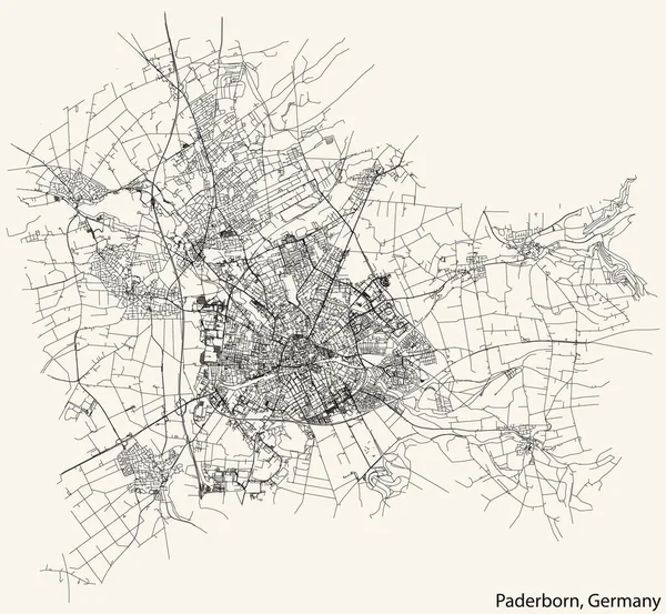 Detailed Navigation Black Lines Urban Street Roads Map German Regional — Vector de stock