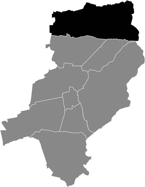 Black Flat Blank Highlighted Location Map Wixhausen District Gray Administrative — Stockový vektor