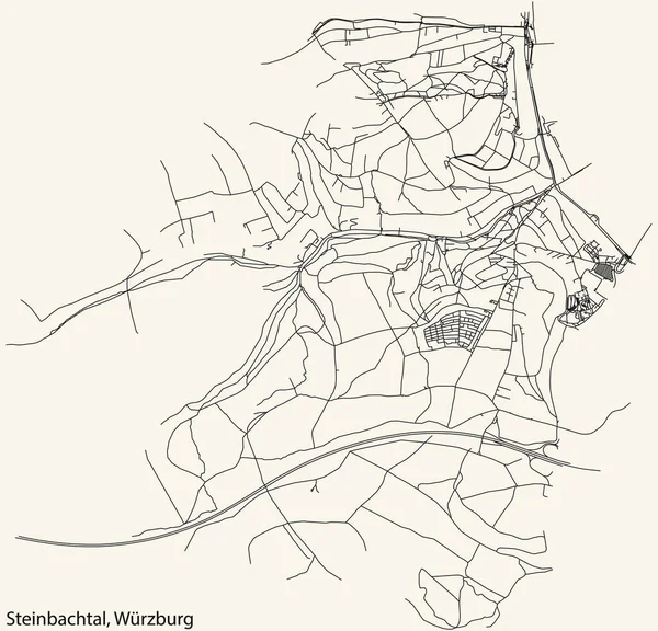 Detailed Navigation Black Lines Urban Street Roads Map Steinbachtal District — Stockvektor