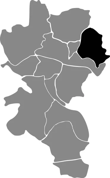 Black Flat Blank Highlighted Location Map Lengfeld District Gray Administrative — Vetor de Stock