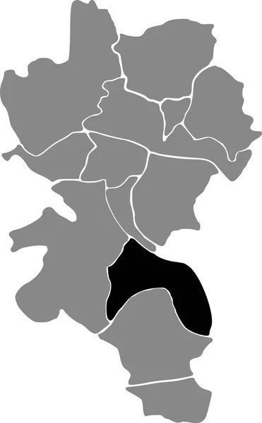 Black Flat Blank Highlighted Location Map Heidingsfeld District Gray Administrative — Vector de stock
